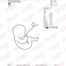 Baby In The Womb Line Art Embroidery Design