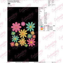 Colorful Doodle Flowers Embroidery Design