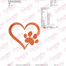 Heart Paw Embroidery Design