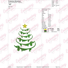 Dachshund Dog Christmas Tree Embroidery Design
