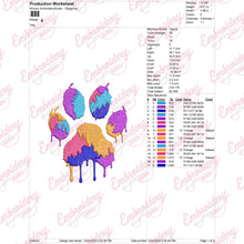 Dog Paw Print Colorful Embroidered Design