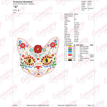 Artistc Floral Cat Head Embroidery Design