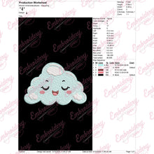 Smiling Pastel Cloud Character Embroidery Design