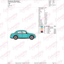 Classic Blue Car Embroidery Design