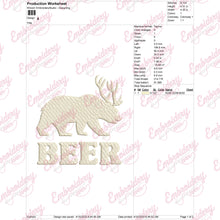 Funny Beer Deer Embroidery Design