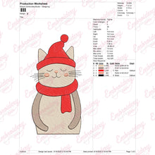 Christmas Hat And Scarf Cat Embroidery Design