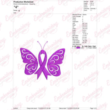 Breast Cancer Awareness Butterfly Ribbon Embroidery Design