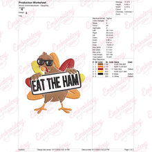 Turkey Eat The Ham Thanksgiving Embroidery Design
