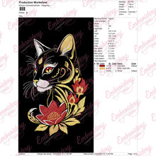 Flower Cat Embroidery Pattern