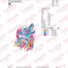 Colorful And Stylized Wolf Embroidery Design