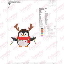 Reindeer Penguin Christmas Embroidery Design