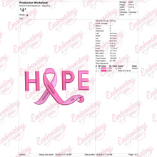 Hope Breast Cancer Awareness Embroidery Pattern
