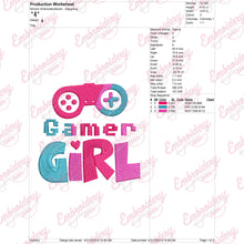 Gamer Girl Embroidery Design