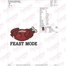 Feast Mode Thanksgiving Turkey Football Embroidery Design