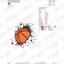 Basketball Breaking Wall Embroidery Design
