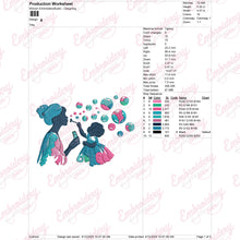 Mother Daughter Blowing Bubbles Embroidery Design