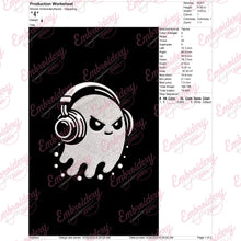 Halloween Ghost With Headphones Embroidery Design