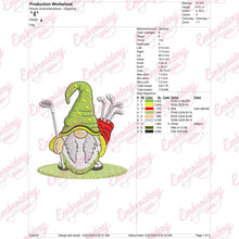 Golf Gnome Embroidery Design