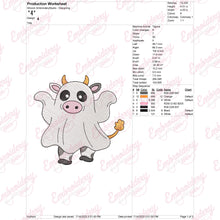 Halloween Ghost Cow Embroidery Design