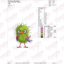 Colorful Crazy Bird Machine Embroidery Design