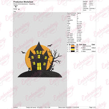 Halloween Haunted House Embroidery Design