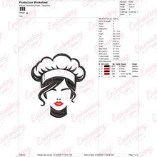 Beautiful Female Chef Face Embroidery Design