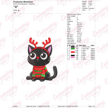 Black Cat Christmas Cheer Embroidery Design