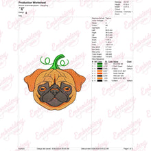 Pug Pumpkin Dog Halloween Costume Embroidery Design