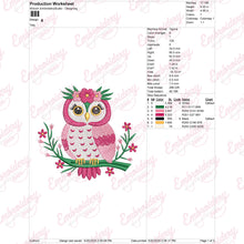 Pink Blossom Owl Embroidery Design