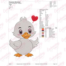 Cute Duck Feel In Love Embroidery Design