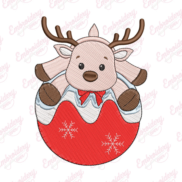 Christmas Baby Reindeer Free Digital Machine Embroidery Design for Gifts, Holiday Decorations | Free & Instant Download