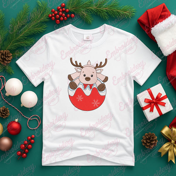 Christmas Baby Reindeer Free Digital Machine Embroidery Design for Gifts, Holiday Decorations | Free & Instant Download