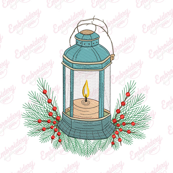 Beautiful Christmas Lantern Free Digital Machine Embroidery Design for Gifts, Holiday Decorations | Free & Instant Download