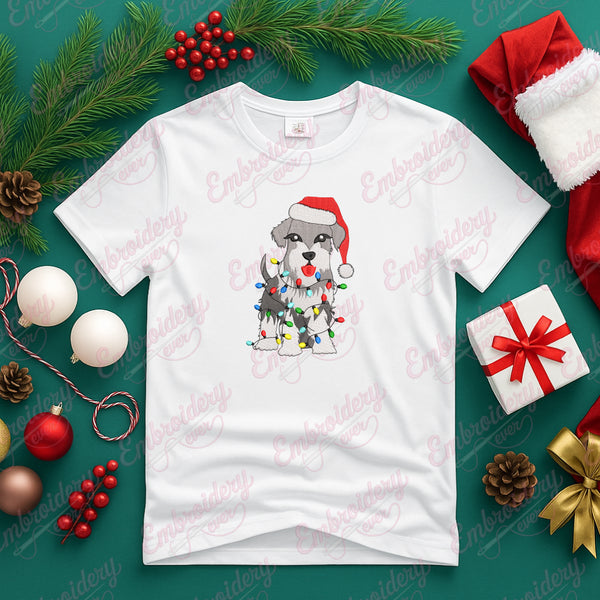 Christmas Santa Schnauzer Dog Free Digital Machine Embroidery Design for Gifts, Holiday Decorations | Free & Instant Download