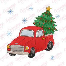 Christmas Tree in a Red Truck Free Digital Machine Embroidery Design for Gifts | Instant & Free Download