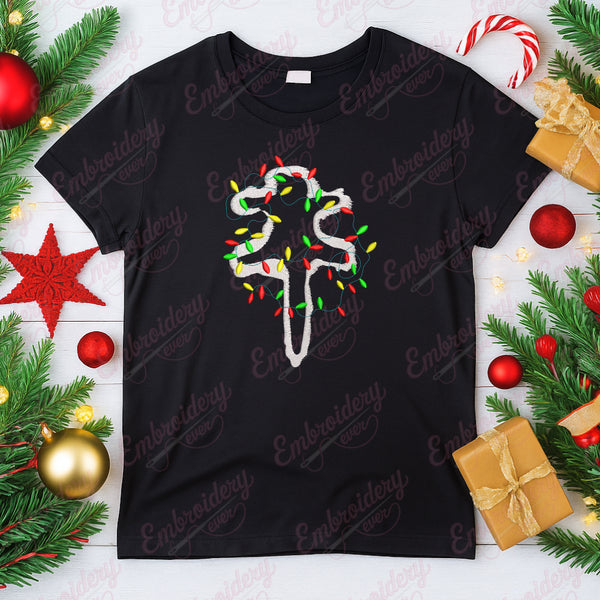 Christmas Vacation Cat Lighting Free Digital Machine Embroidery Design | Free & Instant Download