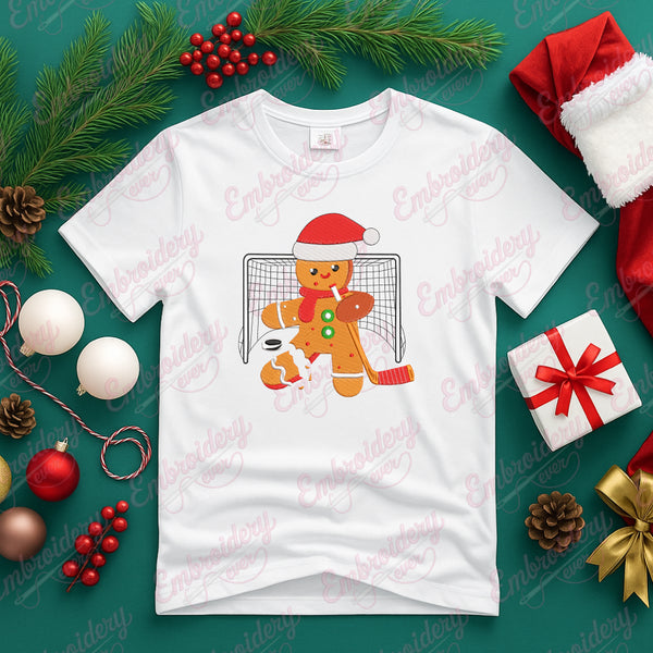 Funny Christmas Hockey Goalie Gingerbread Free Digital Embroidery Design | Instant & Free Download
