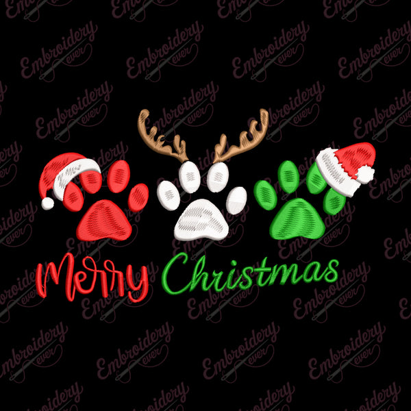 Holiday Christmas Paw Free Digital Machine Embroidery Design | Instant & Free Download