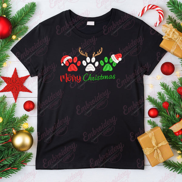 Holiday Christmas Paw Free Digital Machine Embroidery Design | Instant & Free Download