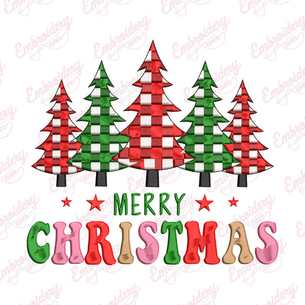 Merry Christmas Trees Free Digital Embroidery Design for Gifts | Instant & Free Download
