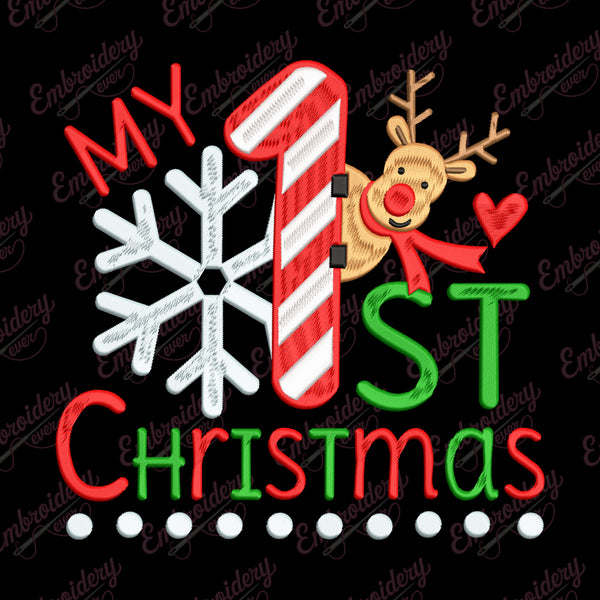 My 1st Christmas Reindeer Free Digital Embroidery Design | Instant & Free Download