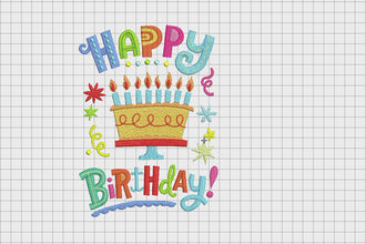 Happy Birthday Colorful Embroidery Design