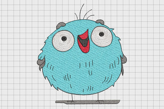 Cute Blue Cartoon Bird Embroidery Design
