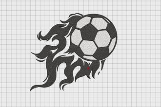 Soccer Ball on Fire Embroidery Design