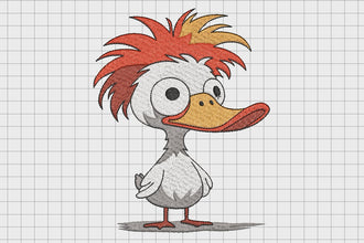 Cartoon Duck With Big Eyes Embroidery Design