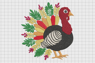 Floral Turkey Bird Embroidery Design