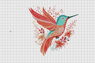 Flying Humming Bird Embroidery Design