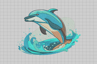 Cartoon Sea Dolphin Embroidery Fun and Easy Stitch Design