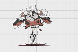 Beautiful Crazy Cow Embroidery Design