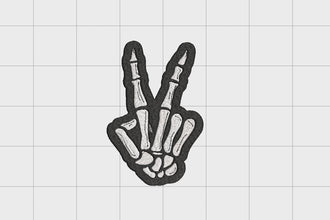 Skeleton Peace Fingers Sign Embroidery Design